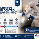 DIY vs Professional Bed Bug Control: Professional pest control technician inspecting a mattress for bed bugs in a London home with safe and effective bed bug treatment.